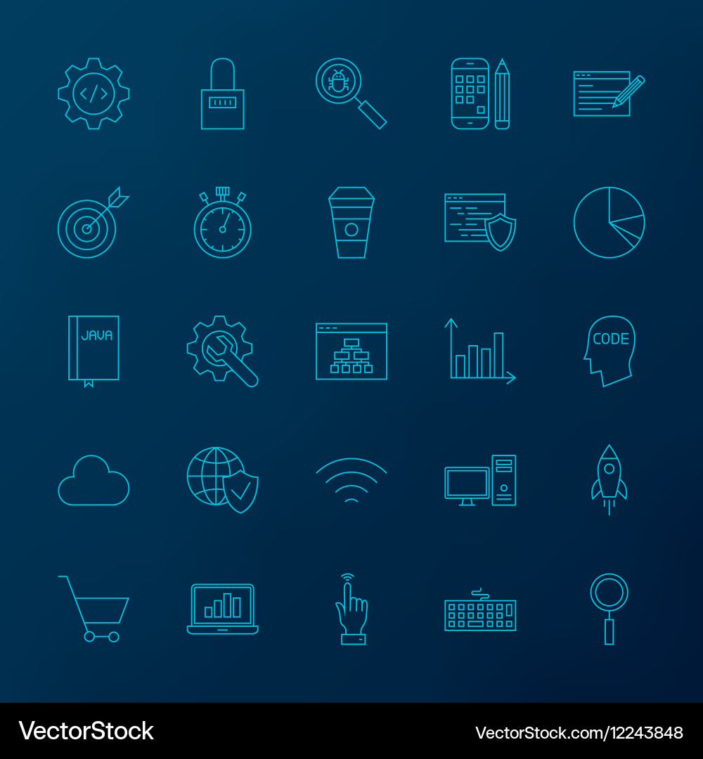 Line icons program coding vector image