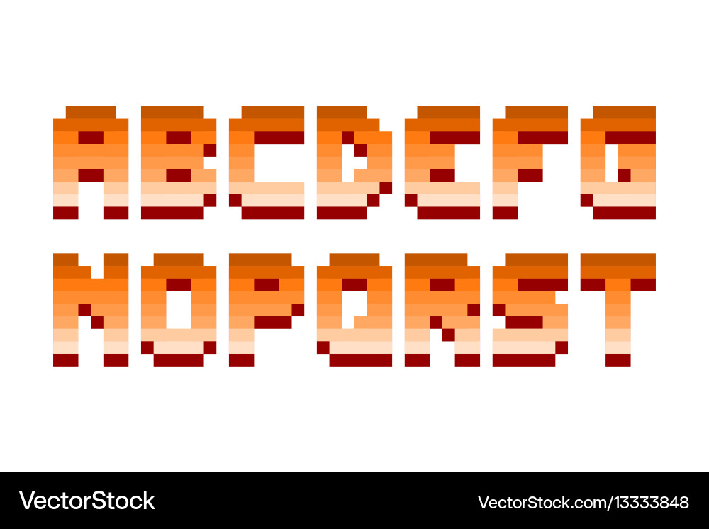 Pixel retro font computer game design vector image