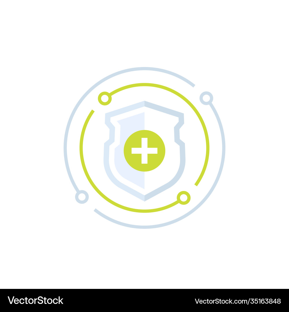 Security icon with shield and add sign vector image