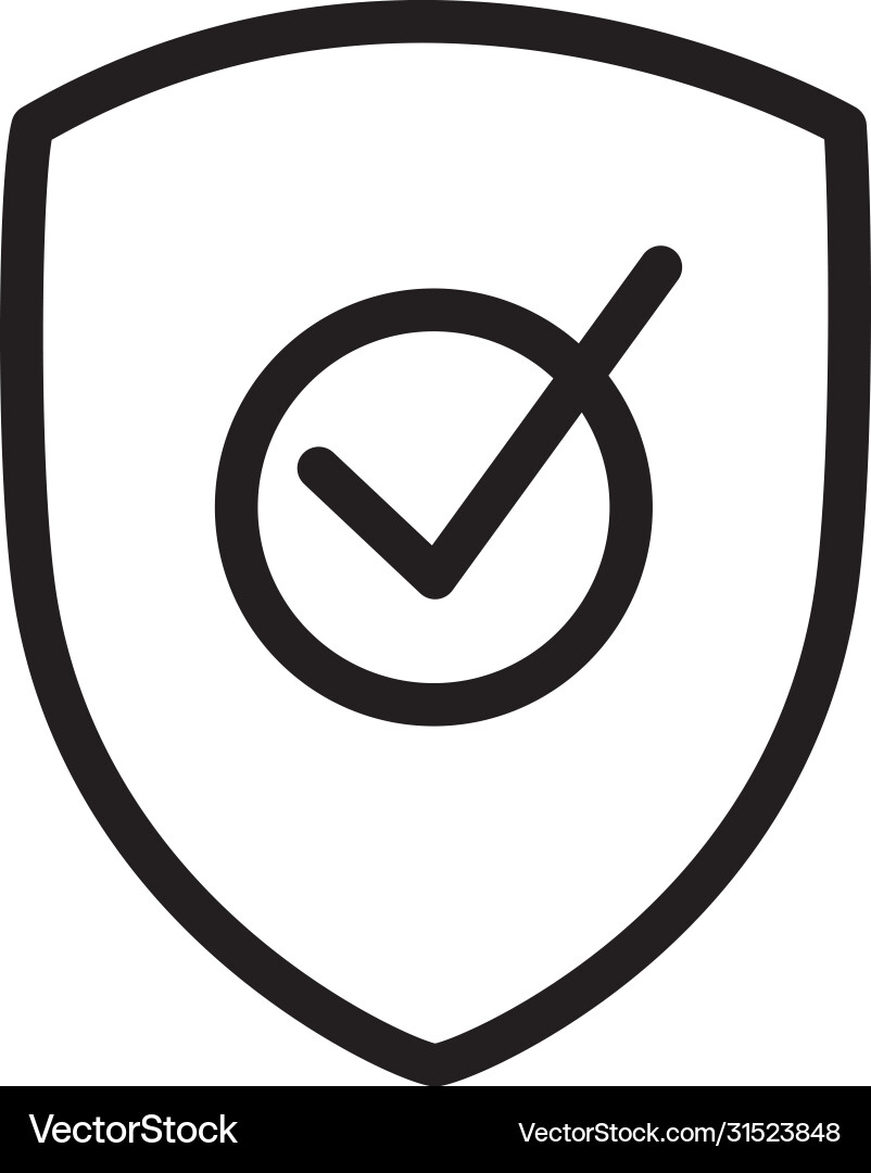 Security shield with check mark icon line style Security shield with check mark icon line style vector image