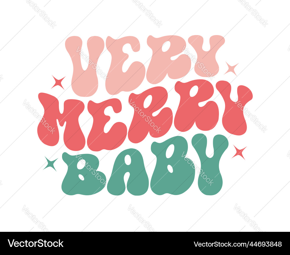 Sehr fröhlich Baby lustige Weihnachten Zitat Retro Wavy Sehr fröhlich Baby lustige Weihnachten Zitat Retro Wavy vektorbild