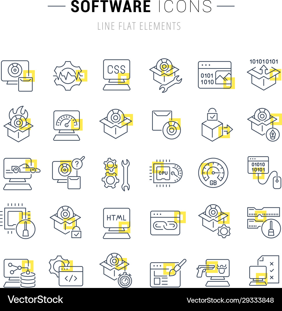 Set line icons software Set line icons software vector image
