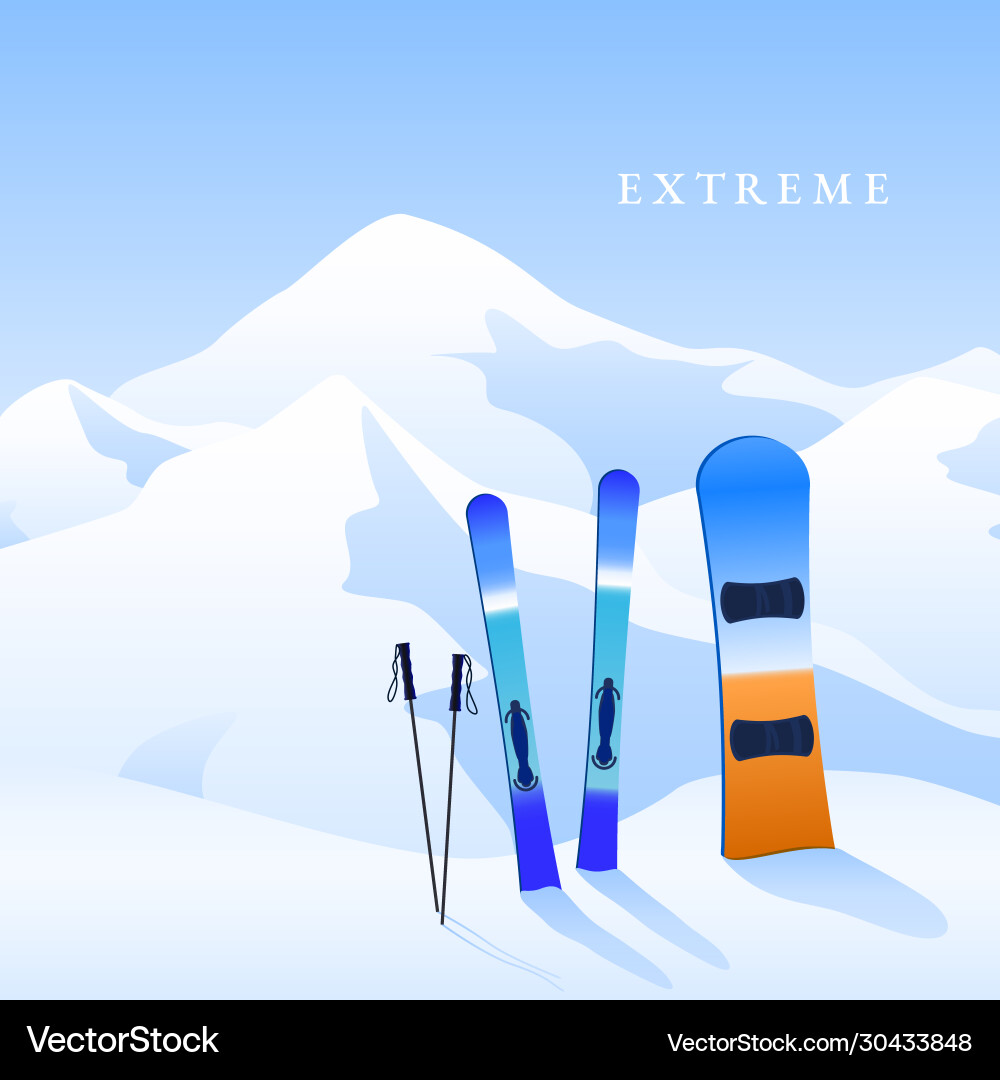 Ski resort skiing and snowboard on hillside Ski resort skiing and snowboard on hillside vector image