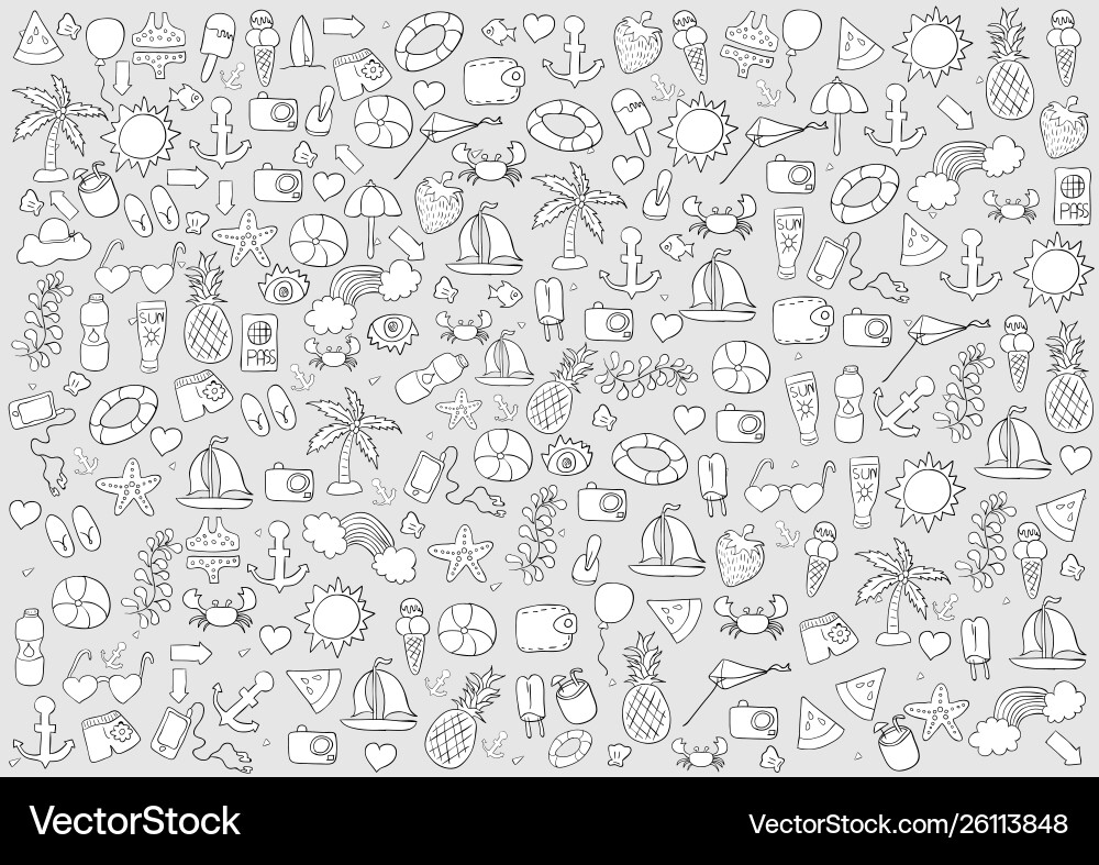 Summer symbols and objects a concept balancing Summer symbols and objects a concept balancing vector image