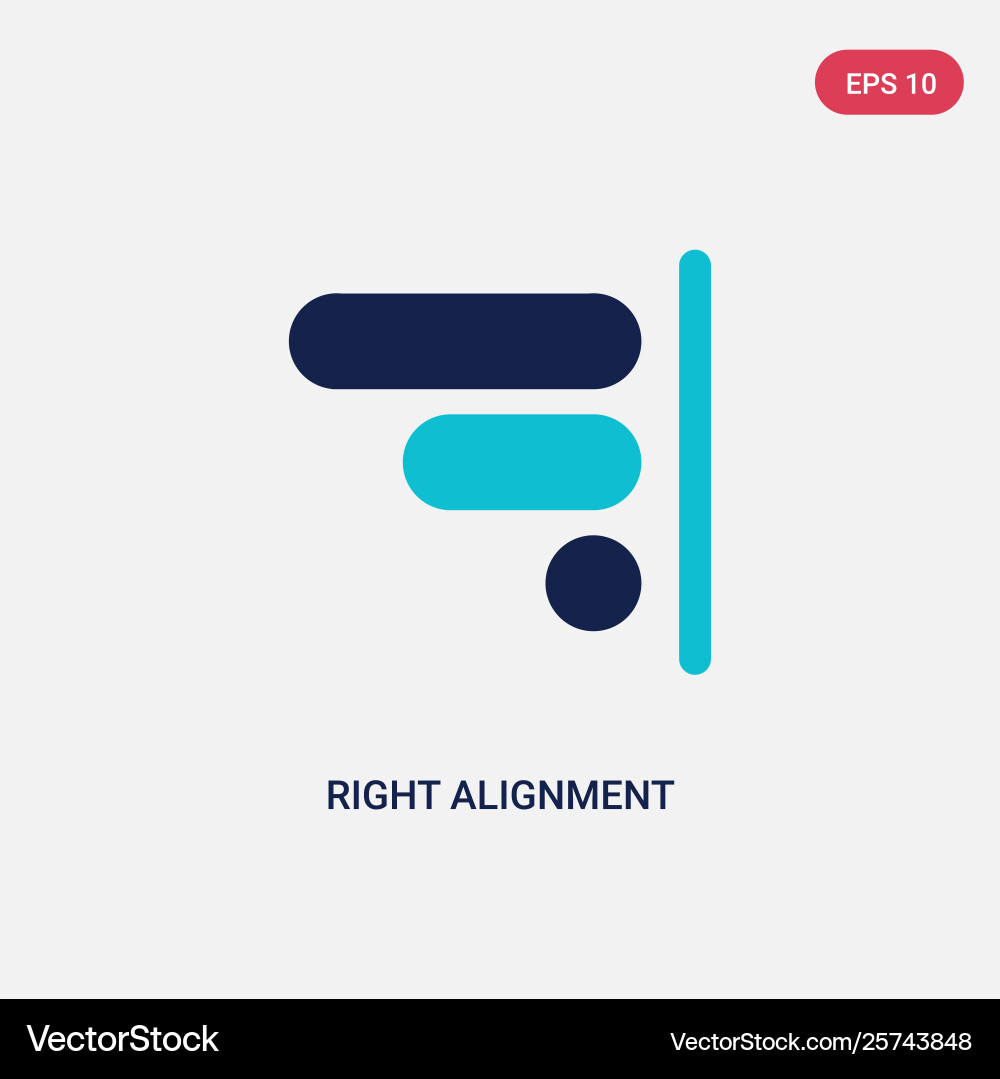 Two color right alignment icon from geometric Vector Image