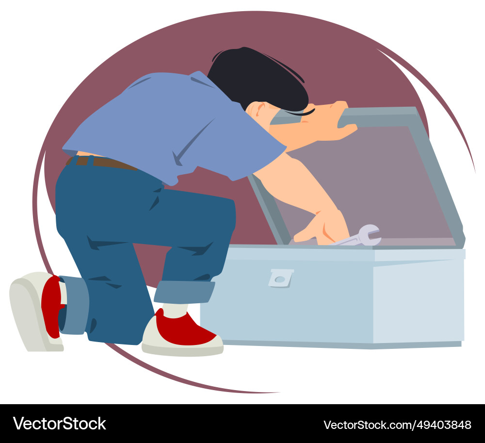 Worker with wrench and toolbox vector image