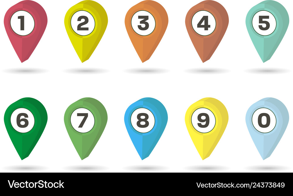 3d map point markers different color 3d map point markers different color vector image