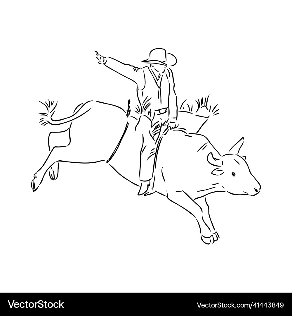 An hand drawn freehand - rodeo scene from Vector Image