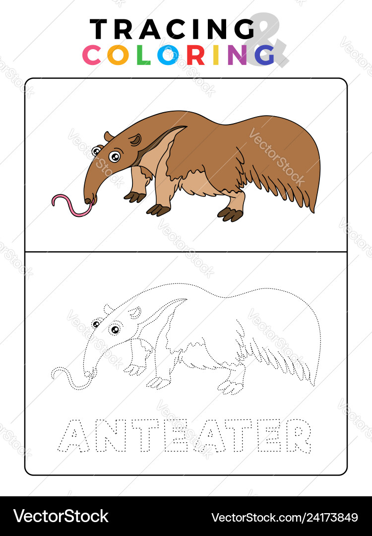 Animal tracing and coloring book with example Animal tracing and coloring book with example vector image