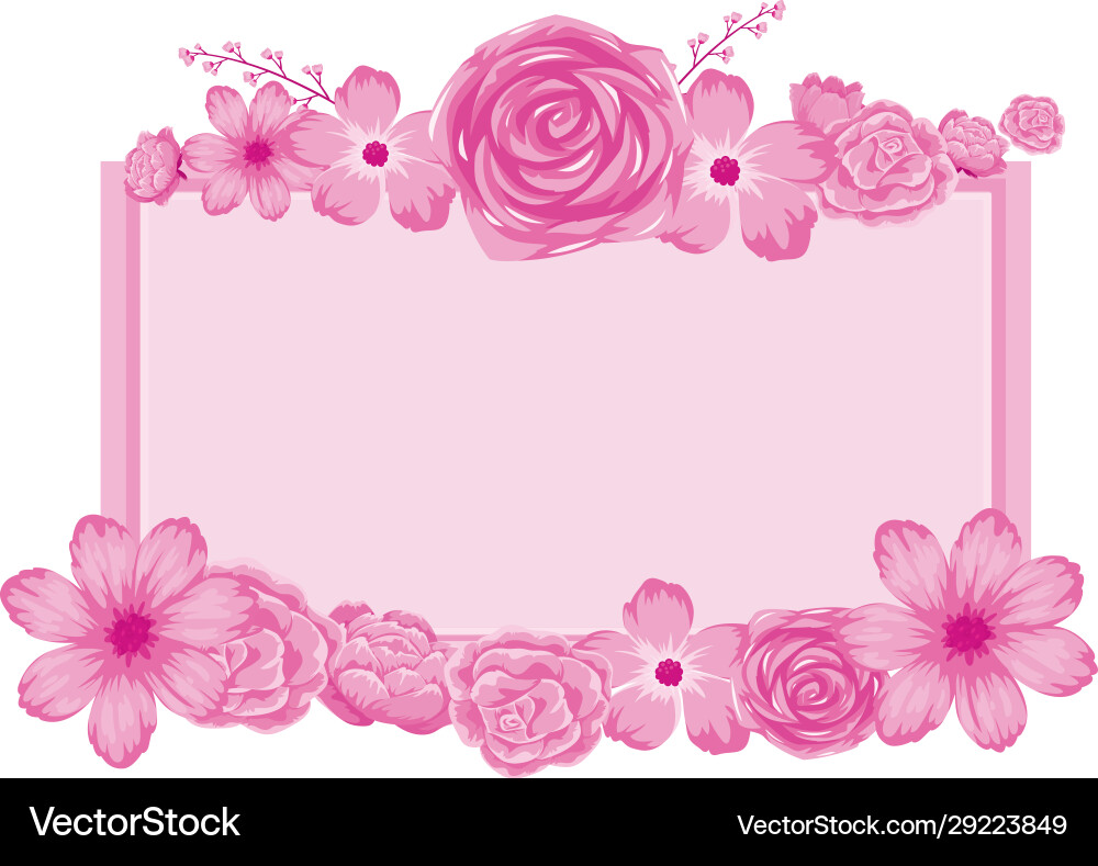 Background design with pink flower frame – Royalty-Free Vector | VectorStock, image size:1000x789