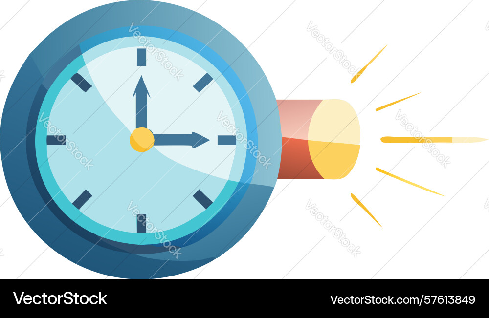Blazing fast clock icon speed and progress design vector image