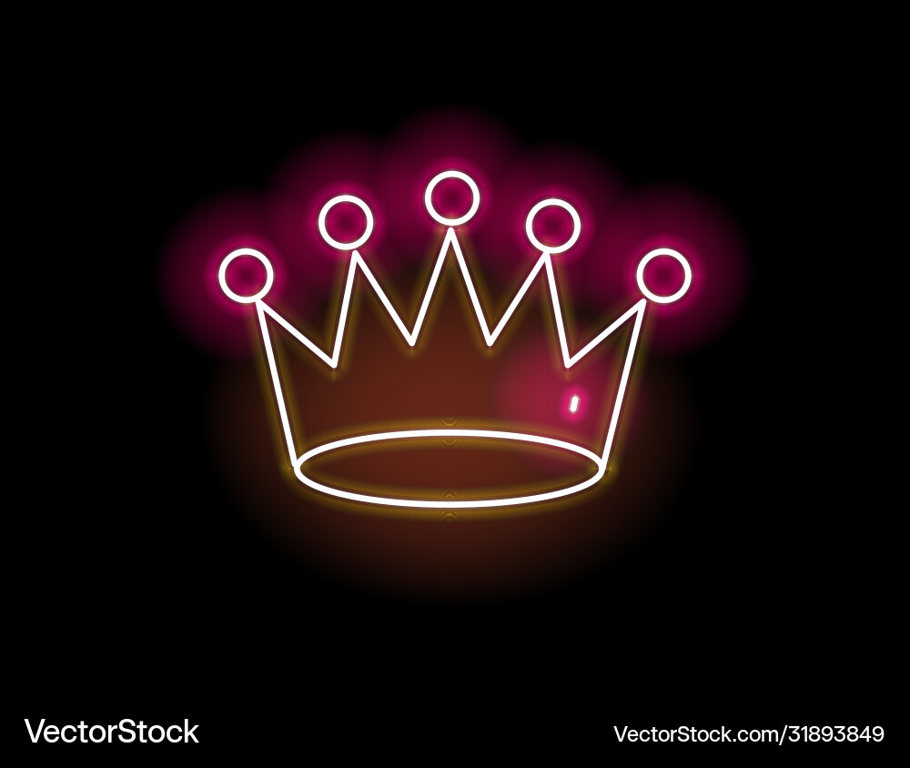 Bright yellow and red glowing neon light crown Vector Image