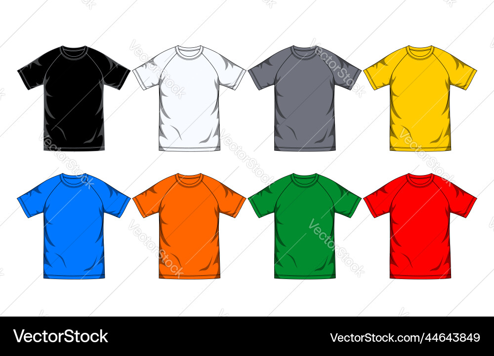 Colorful Raglan T-Shirt Template Vector Image