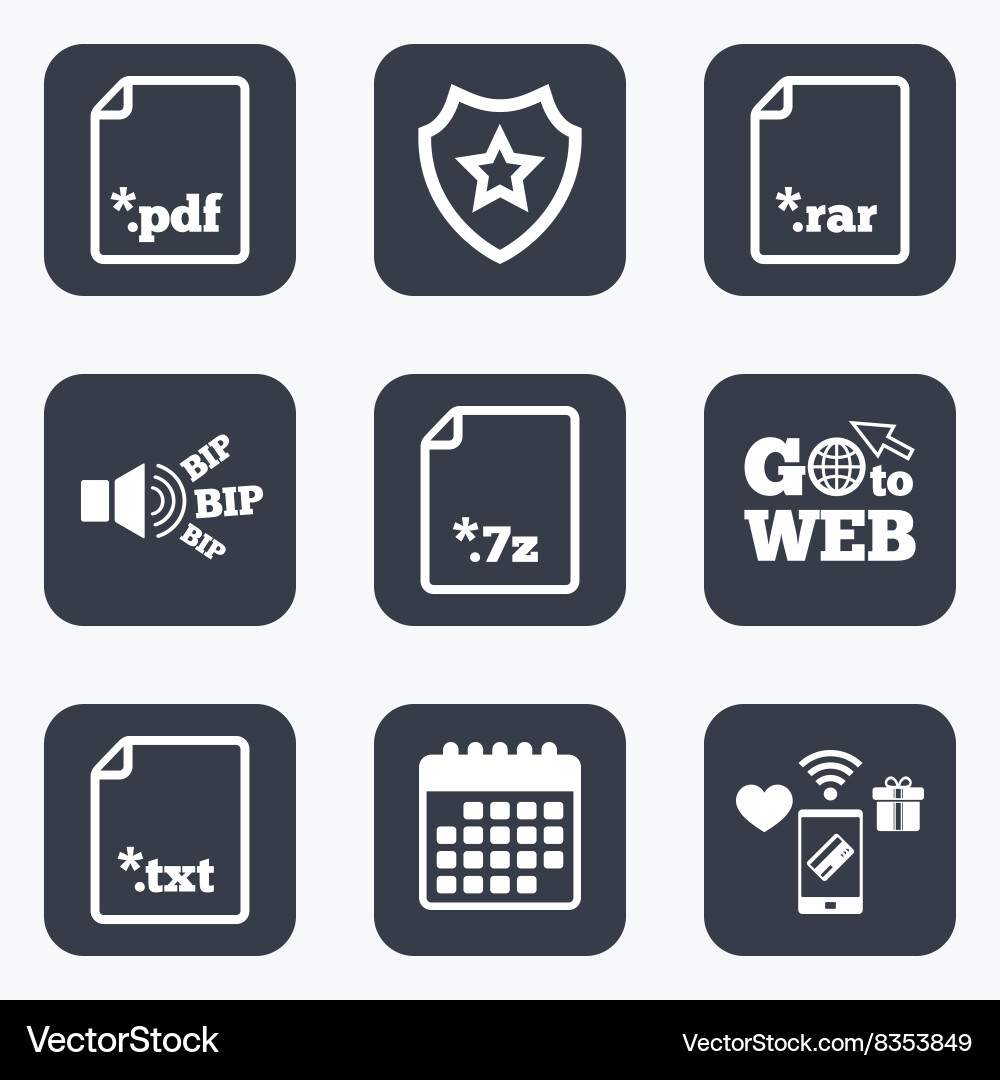 Document signs file extensions symbols Vector Image