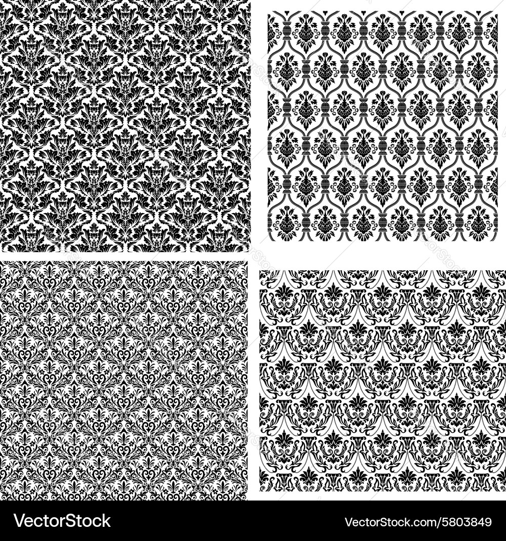 Elegant Damask Pattern Set Vector Image
