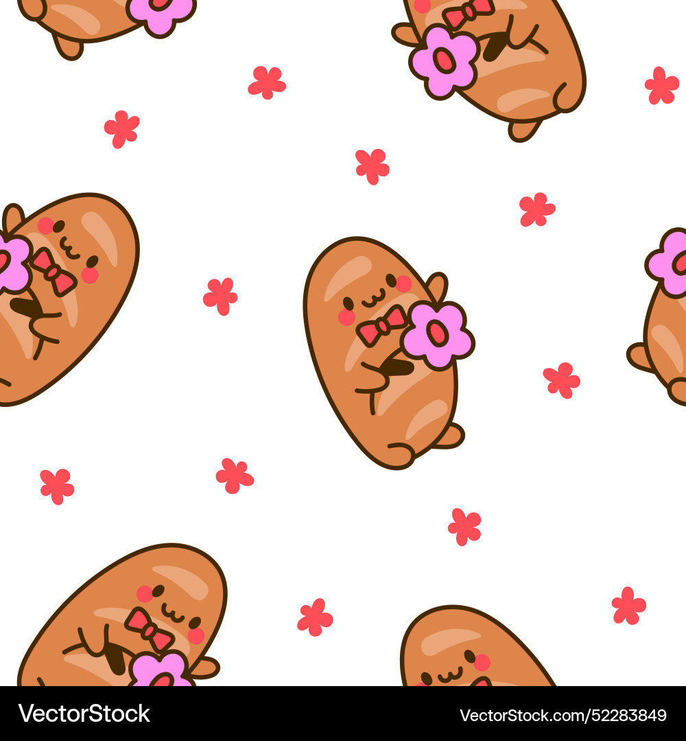 Funny bread characters seamless pattern Vector Image