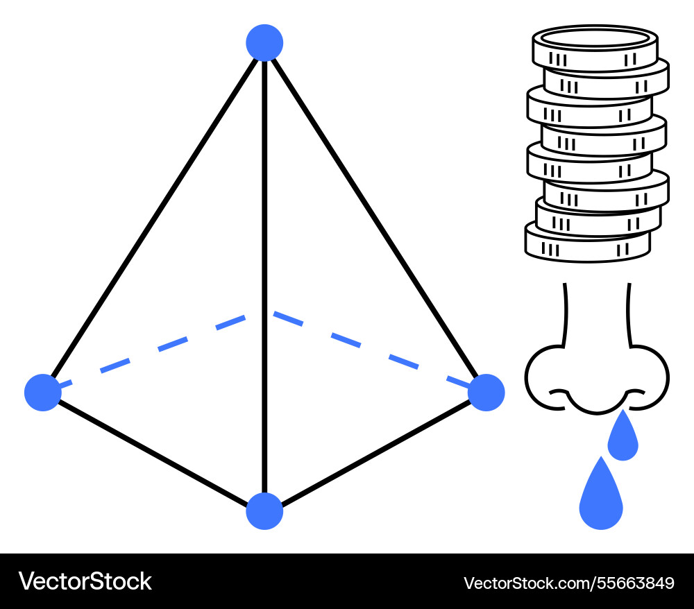 Geometric pyramid framework stack of coins Geometric pyramid framework stack of coins Vector Image