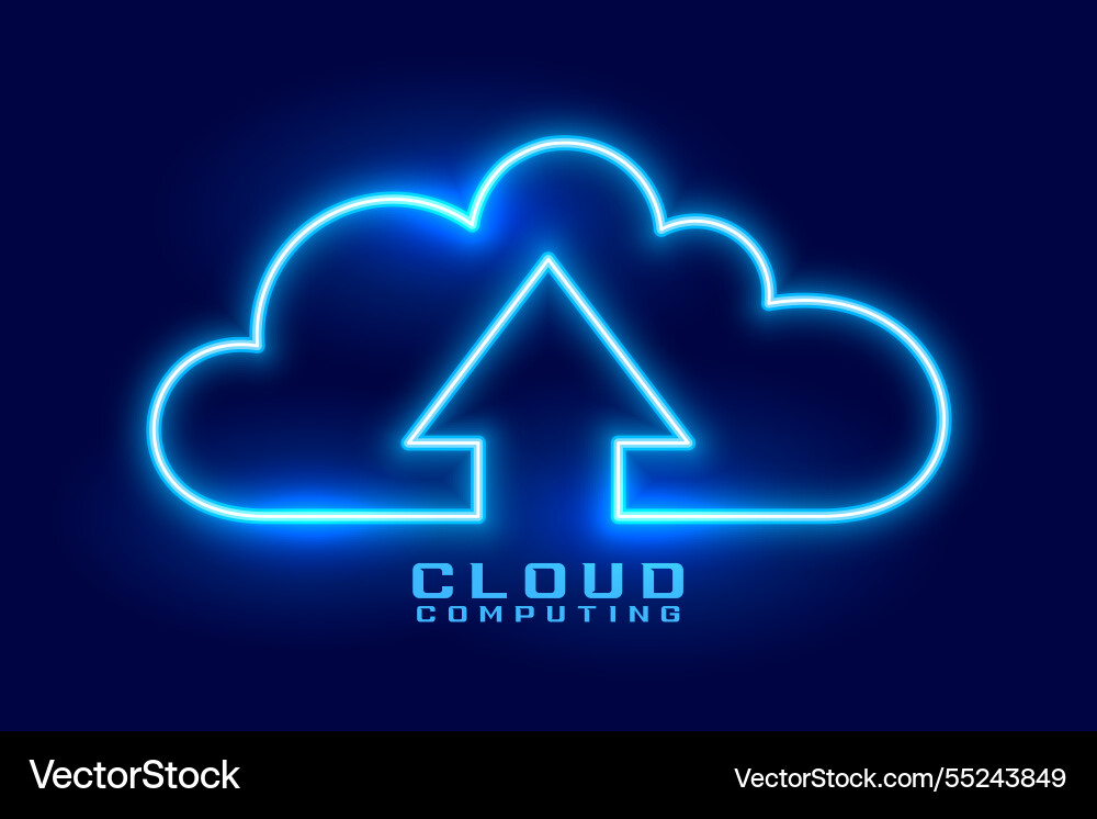 Glowing neon style cloud computing tech Glowing neon style cloud computing tech Vector Image