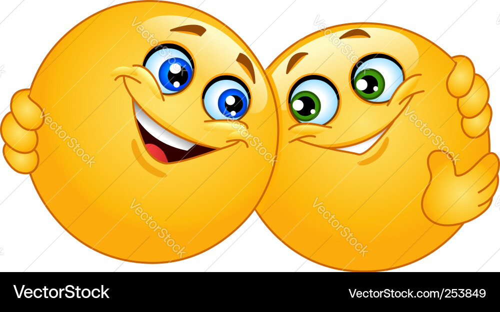 Hugging Smiley Faces vector image
