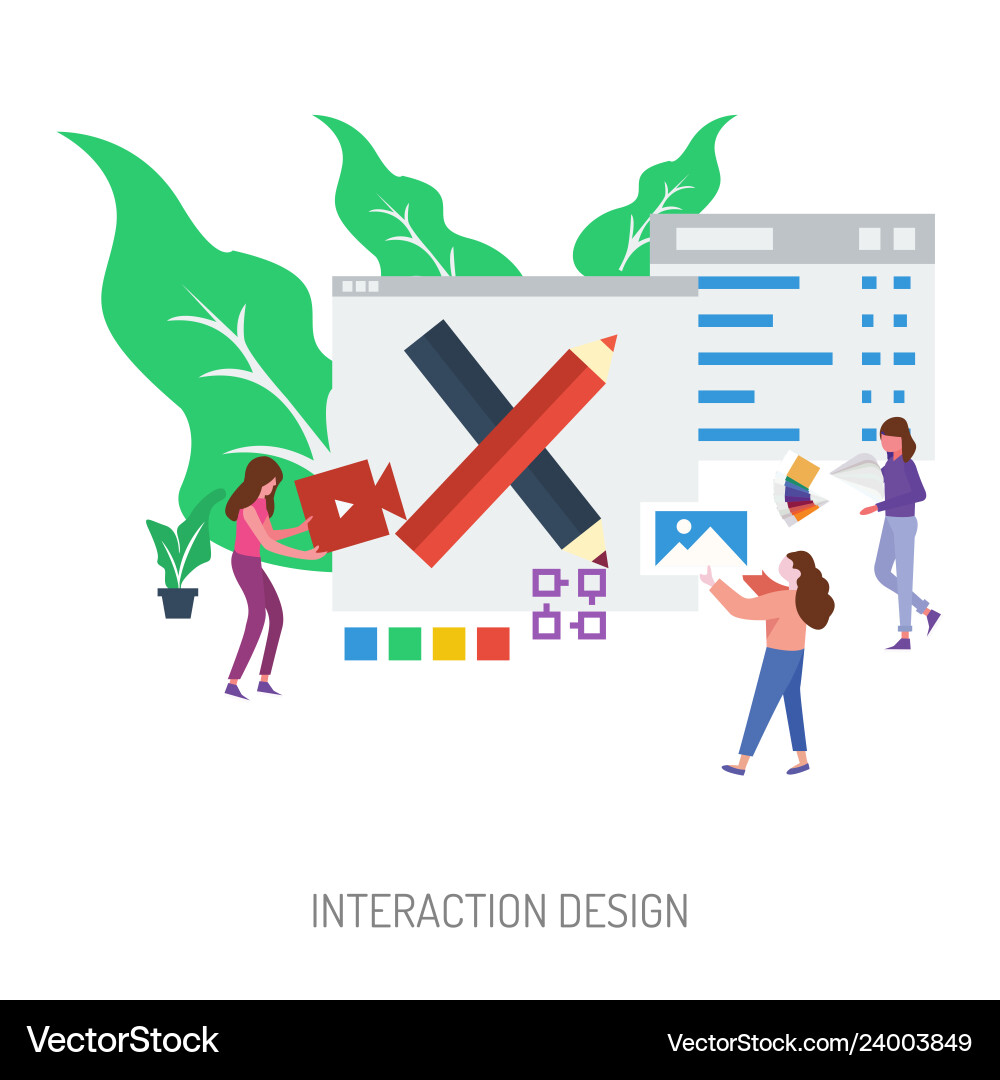 Interaction design conceptual Interaction design conceptual vector image