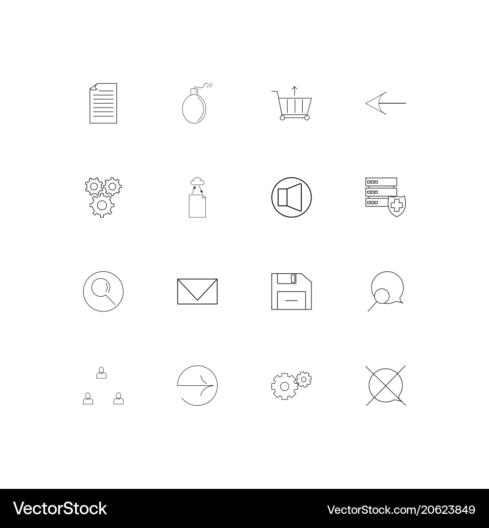 Interface simple linear icons set outlined vector image