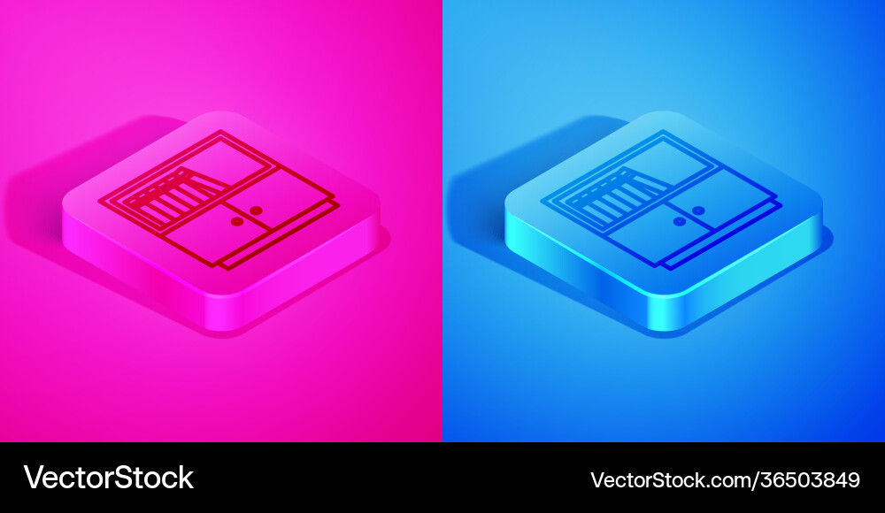 Isometric line library bookshelf icon isolated Isometric line library bookshelf icon isolated Vector Image