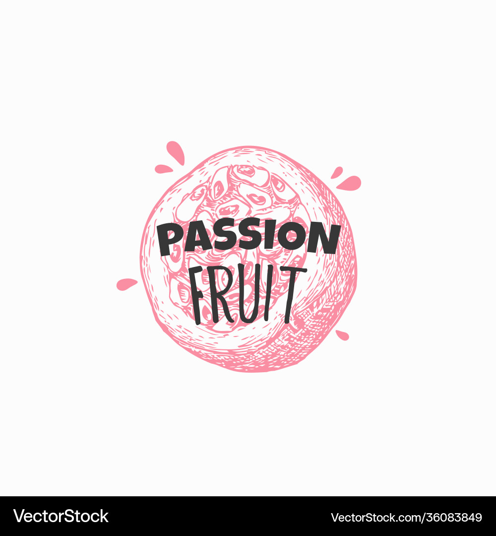 Juicy fresh passion fruit badge label or logo vector image