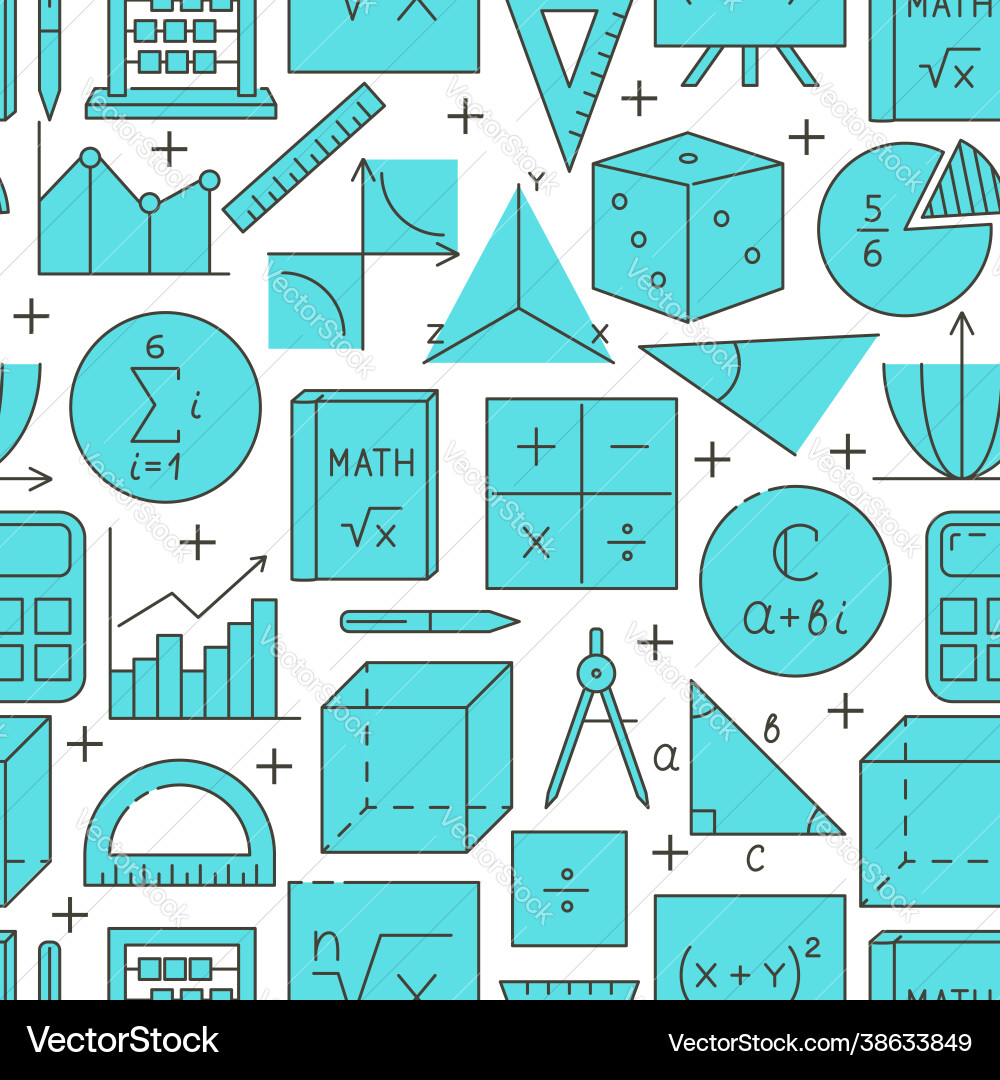 Learning maths seamless pattern in line style vector image