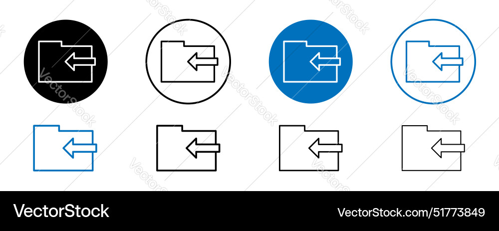 Move to folder line icon set vector image