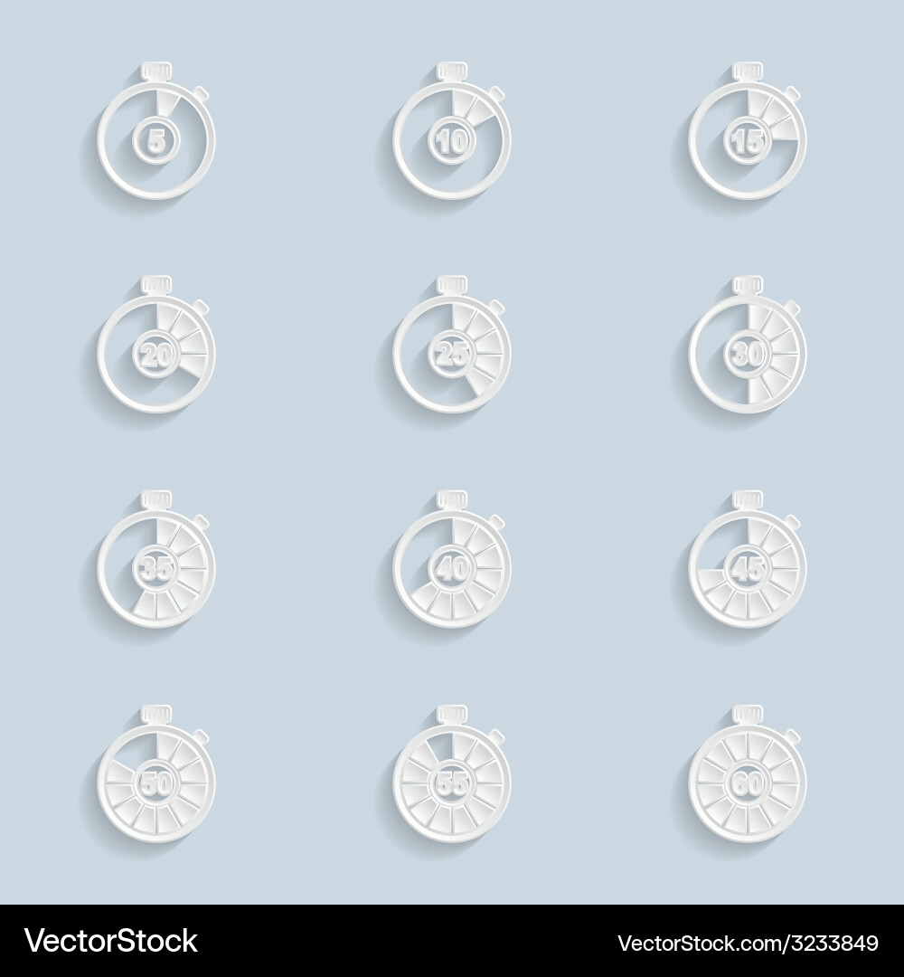Paper timer icon set Vector Image