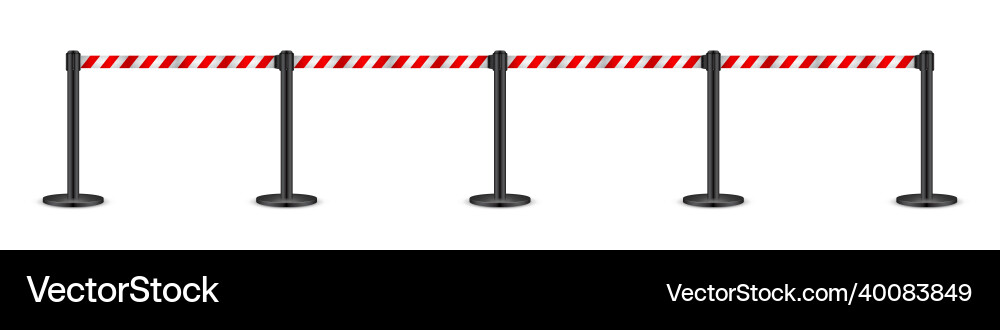 Realistic retractable belt stanchion crowd Realistic retractable belt stanchion crowd vector image