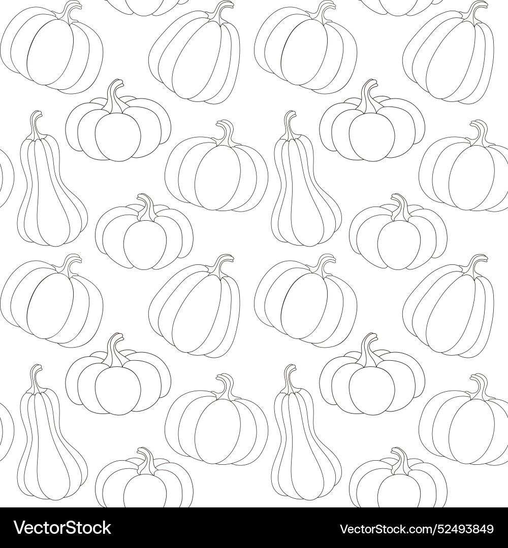 Seamless pattern with linear outline of pumpkins Seamless pattern with linear outline of pumpkins vector image