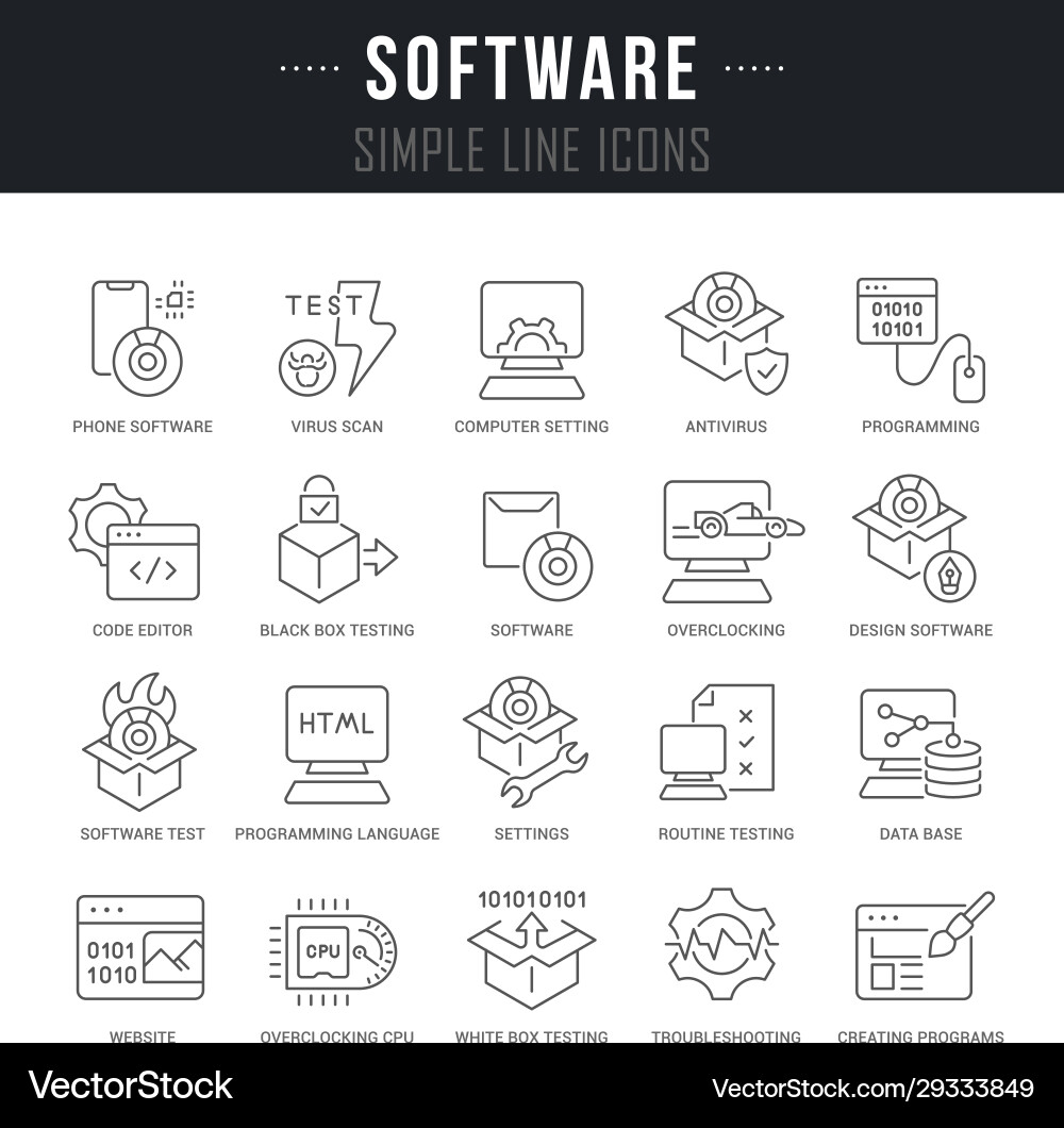 Set line icons software Set line icons software vector image