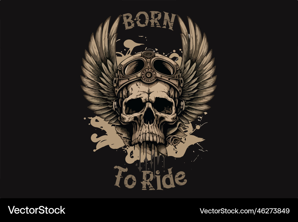 Skull Ride T-Shirt Artwork Vector Image