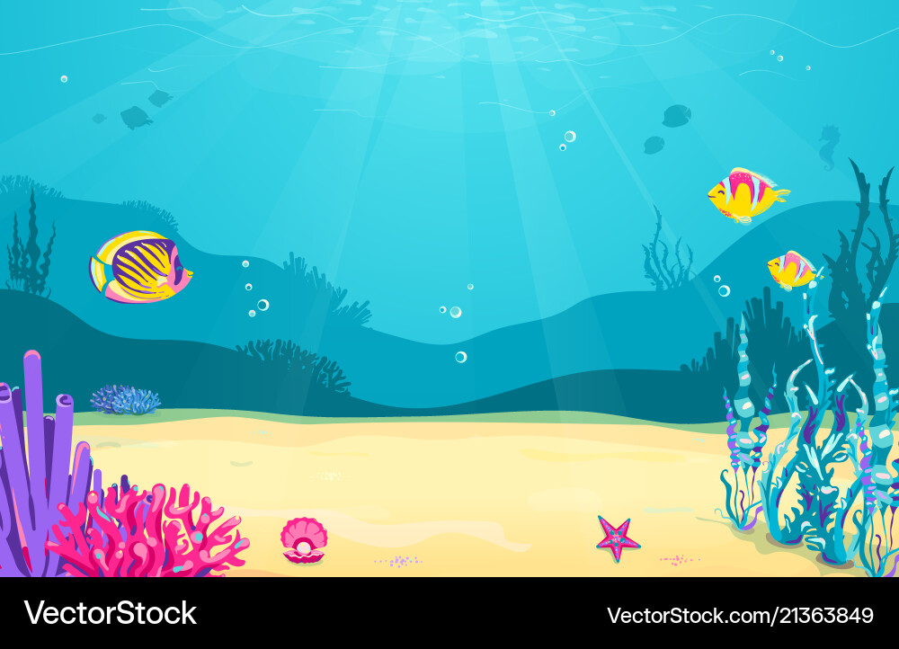 Underwater Cartoon Fish Background Vector Image