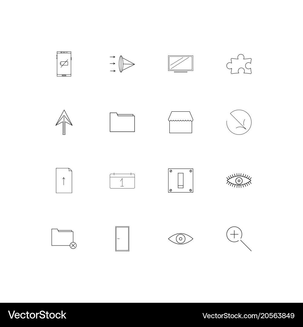 User interface simple linear icons set outlined vector image