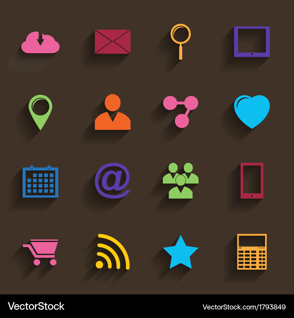 Web icons set in flat design Vector Image