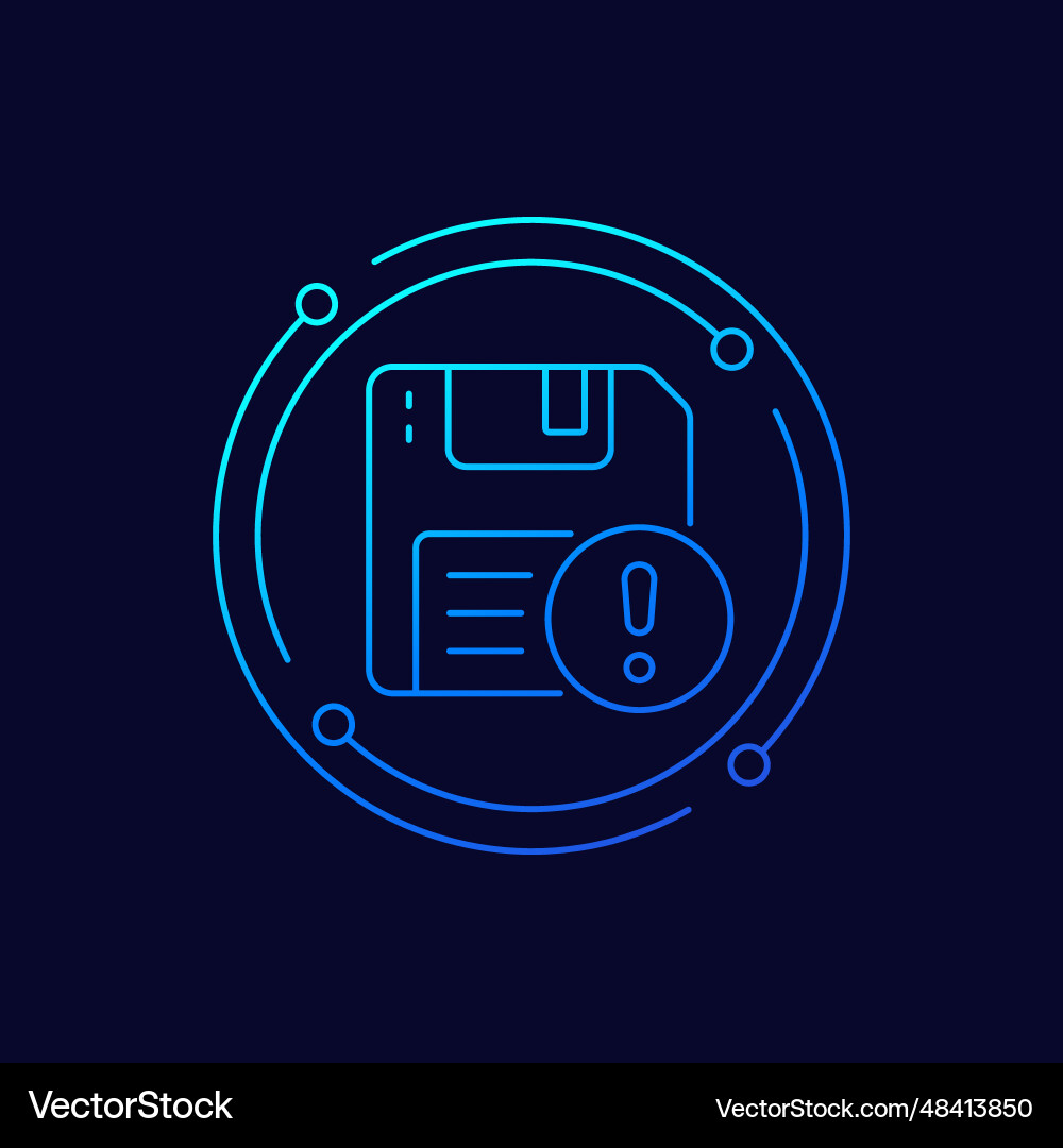 Backup error warning icon with a floppy disk Vector Image