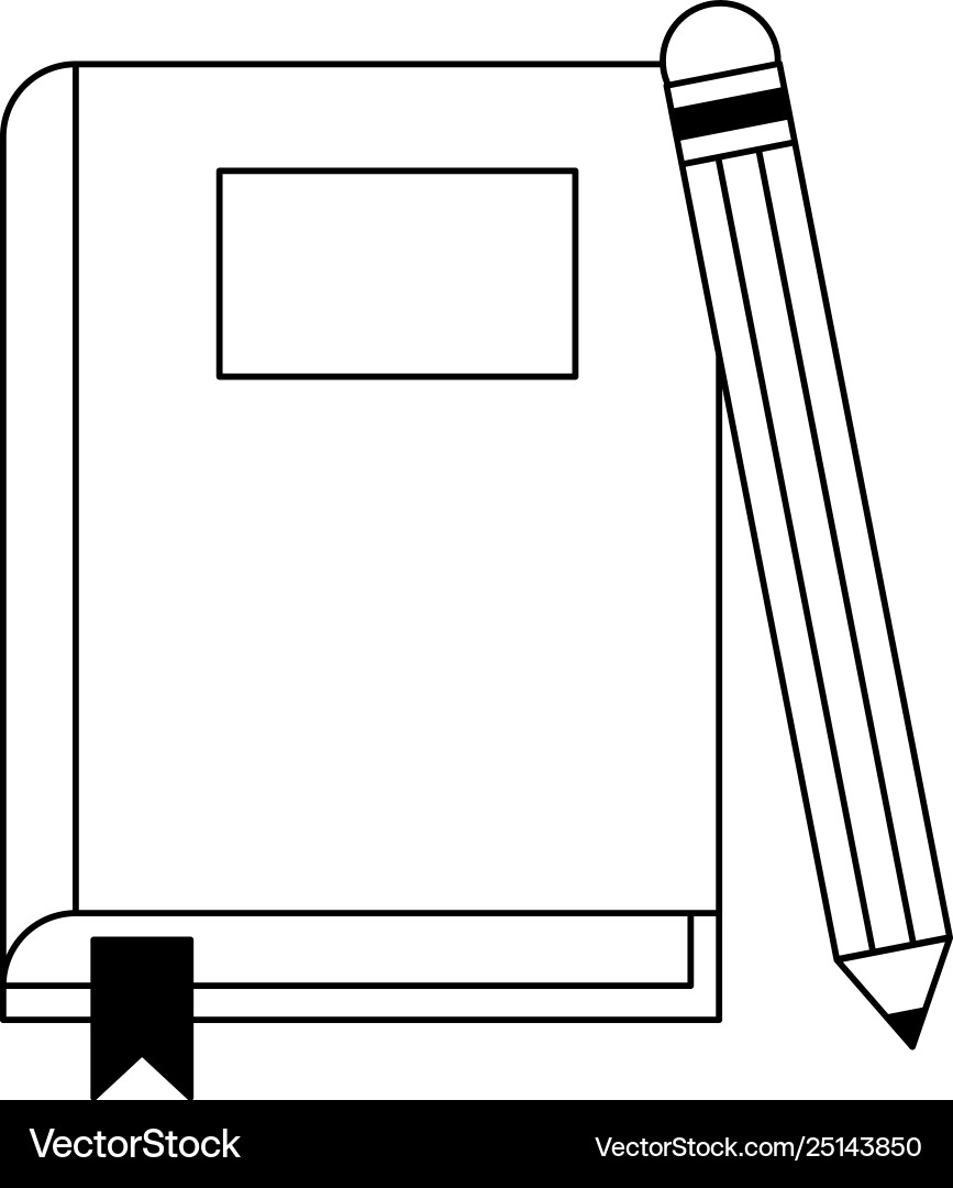 Book and pencil in black white Book and pencil in black white vector image