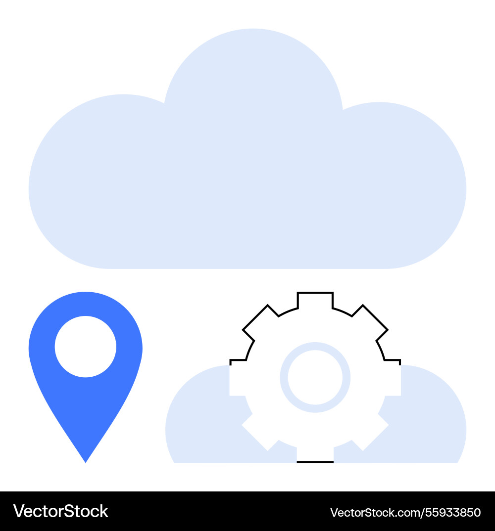 Cloud computing with location marker and gear Cloud computing with location marker and gear Vector Image