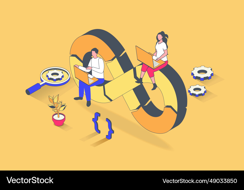 Devops concept in 3d isometric design Devops concept in 3d isometric design vector image