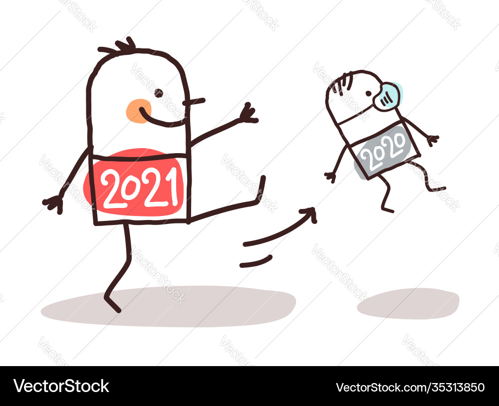 Man Kicking Out 2020 - New Year Celebration Vector Image