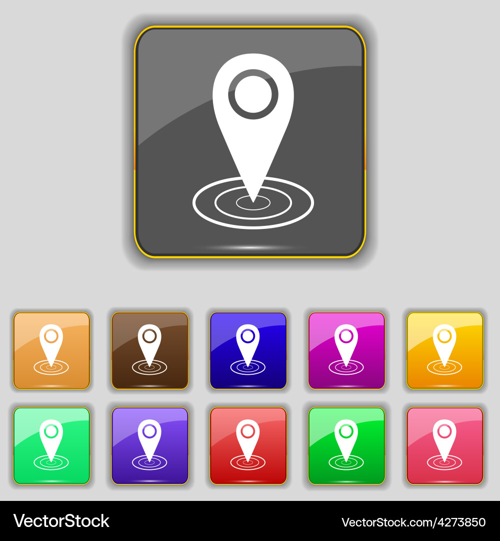 Map pointer icon sign set with eleven colored vector image