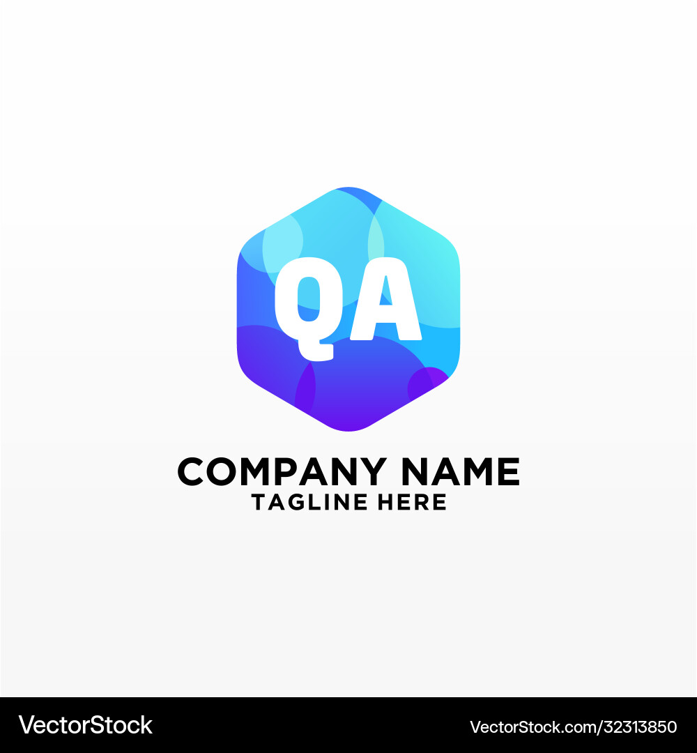 Qa initial logo with colorful circle template vector image