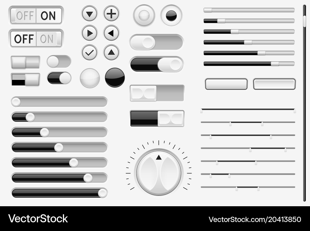 Set of black interface switch buttons sliders vector image