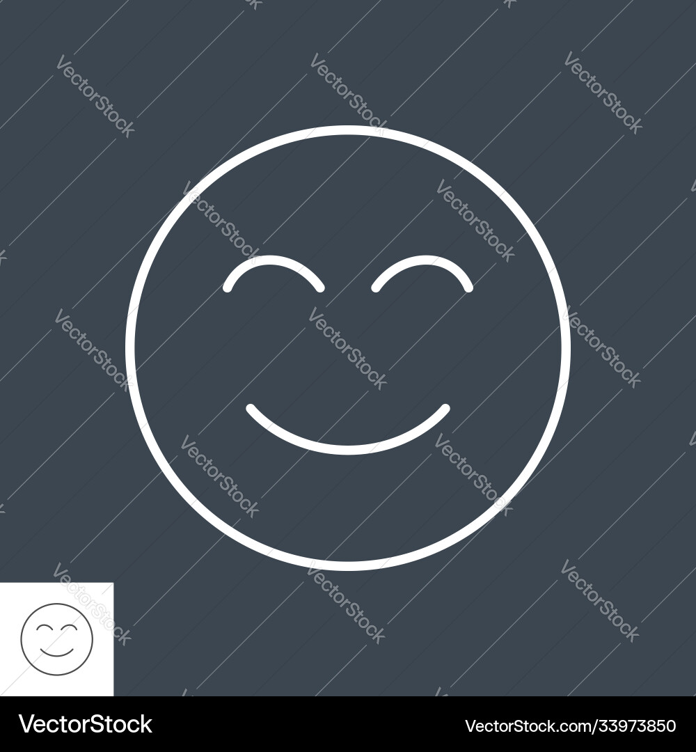 Smiling Face Thin Line Icon - Dont Panic vector image