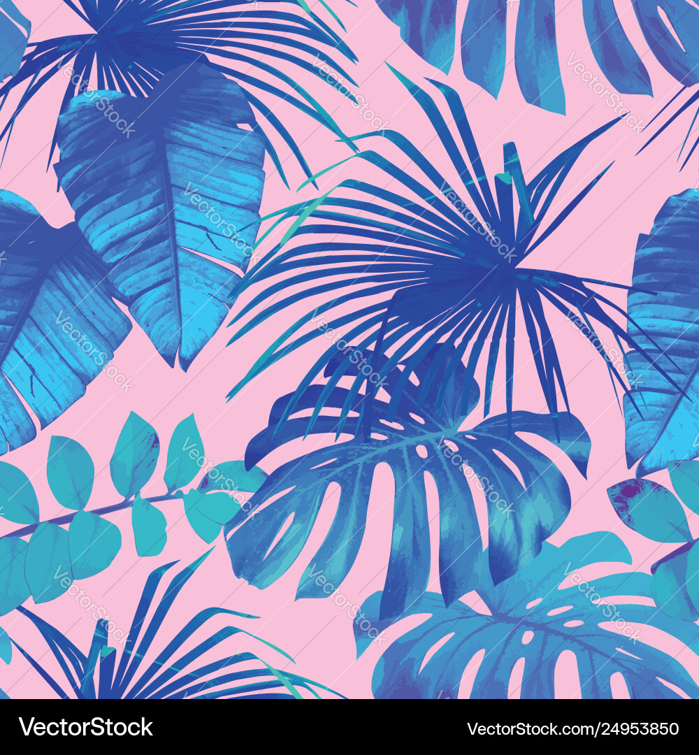 Tropical Blue Palm Leaves Vector Image