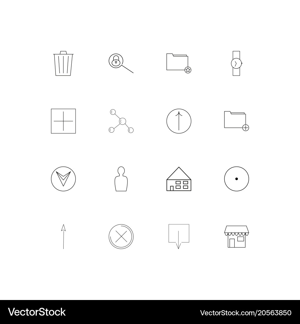 User interface simple linear icons set outlined vector image