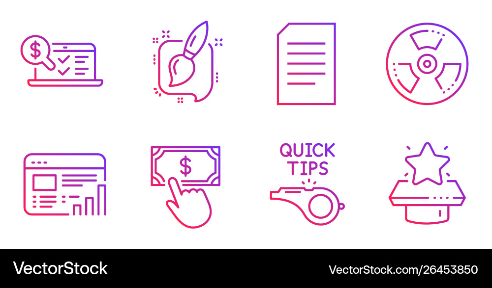 Web report document and payment click icons set Web report document and payment click icons set vector image
