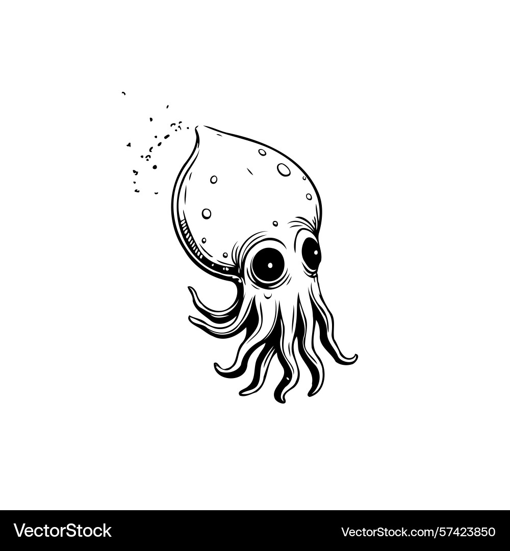 Whimsical squid with intricate line work captures Whimsical squid with intricate line work captures Vector Image